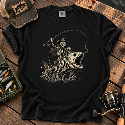Skeleton Bass Fishing T-Shirt in Black