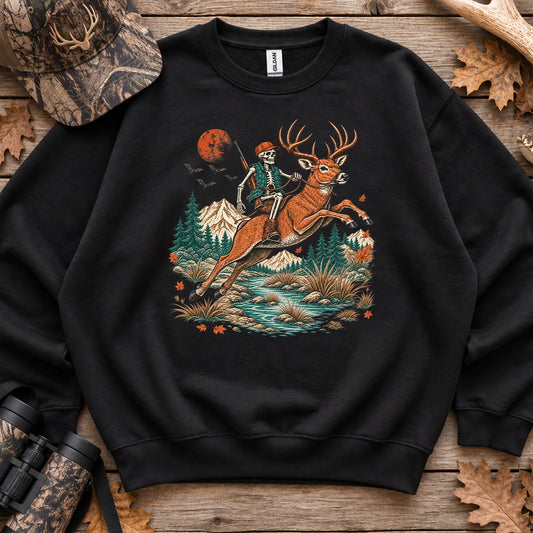 Skeleton Deer Hunter Sweatshirt in Black