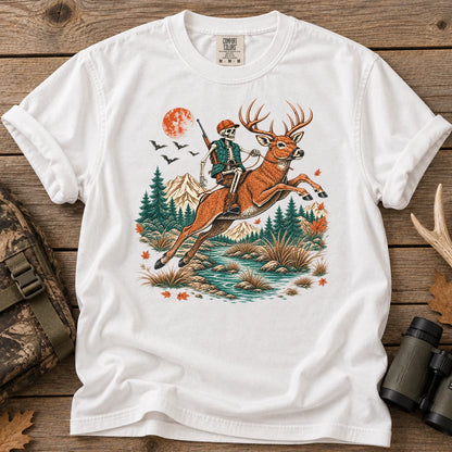 Skeleton Deer Hunting T-Shirt in White