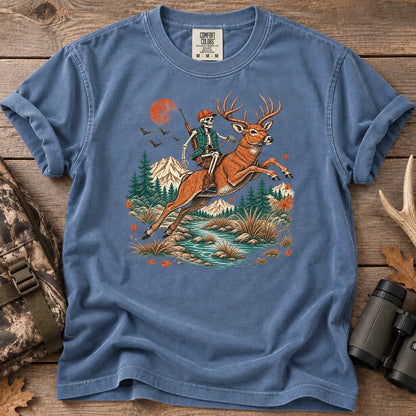 Skeleton Deer Hunting T-Shirt in Blue Jean