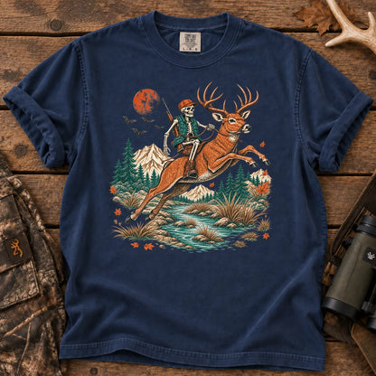 Skeleton Deer Hunting T-Shirt in True Navy