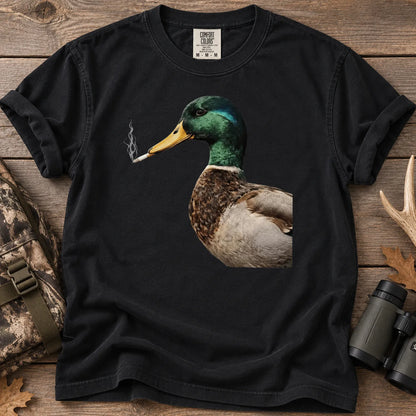 Smoking Mallard Duck T-Shirt in Black