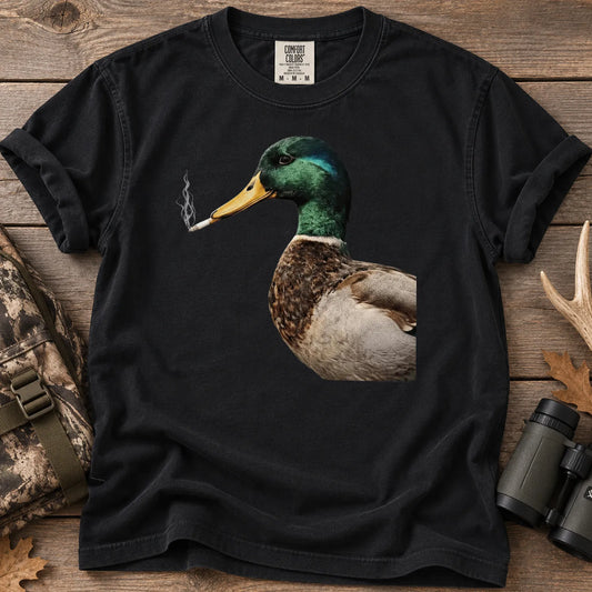Smoking Mallard Duck T-Shirt in Black