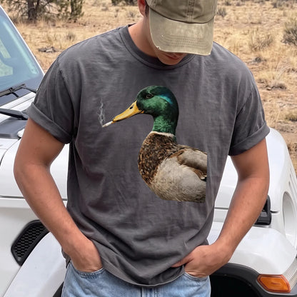 Smoking Mallard Duck T-Shirt Men model in Pepper