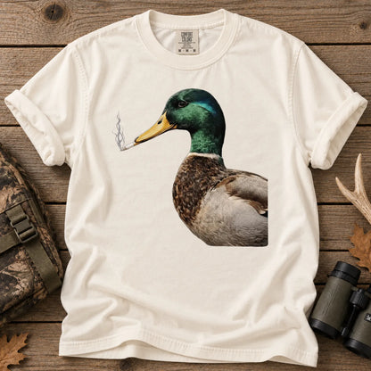 Smoking Mallard Duck T-Shirt in Ivory