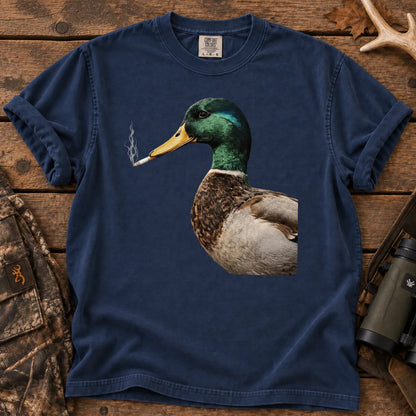 Smoking Mallard Duck T-Shirt in True Navy