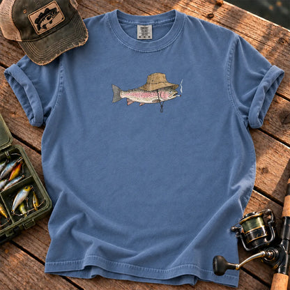 Smoking Trout Bucket Hat T-Shirt in Blue Jean