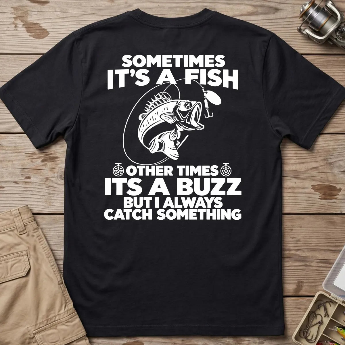 Sometimes a Fish Sometimes a Buzz T-Shirt in Black