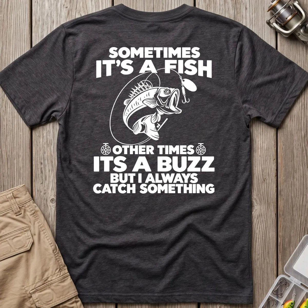 Sometimes a Fish Sometimes a Buzz T-Shirt in Dark Heather