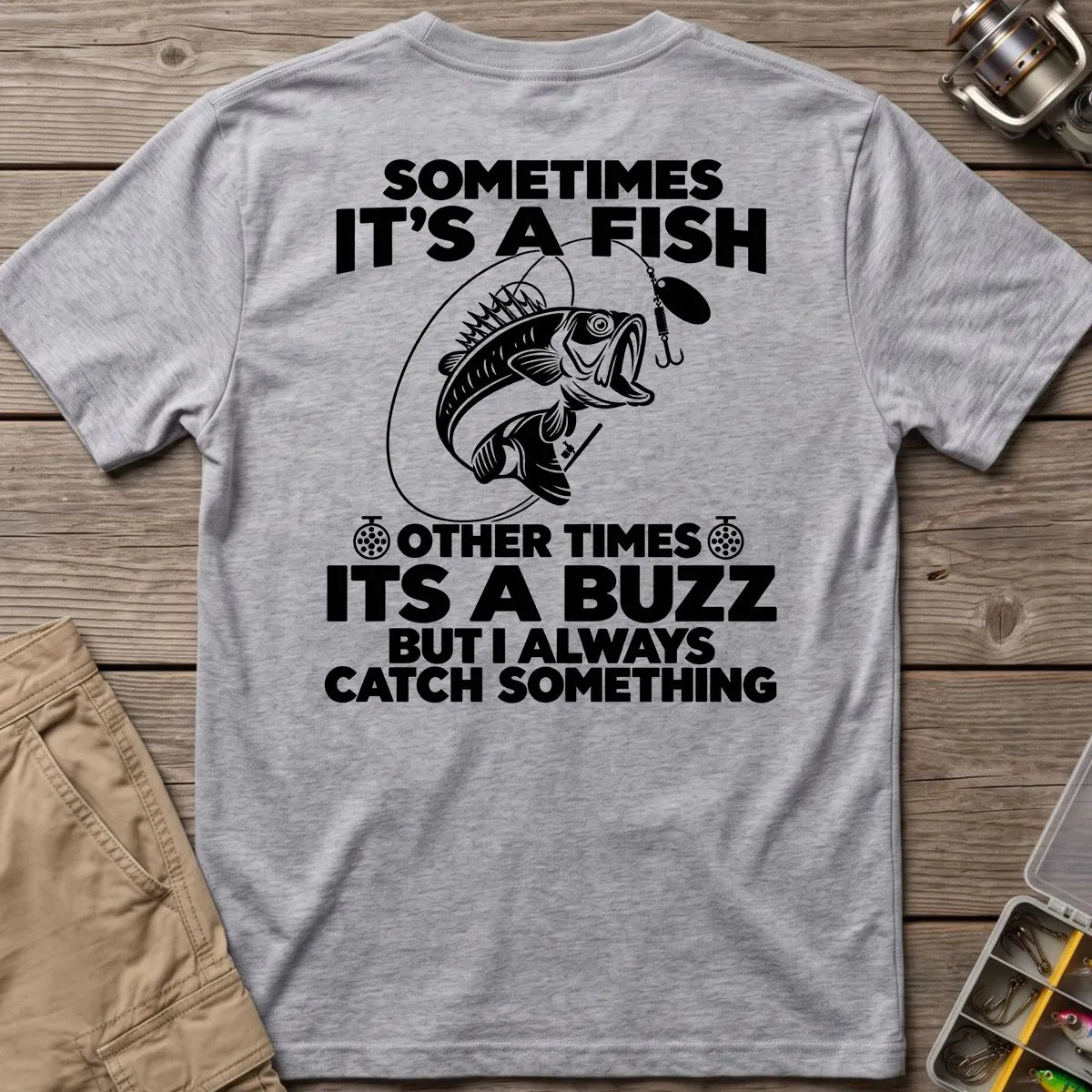 Sometimes a Fish Sometimes a Buzz T-Shirt in Sport Grey