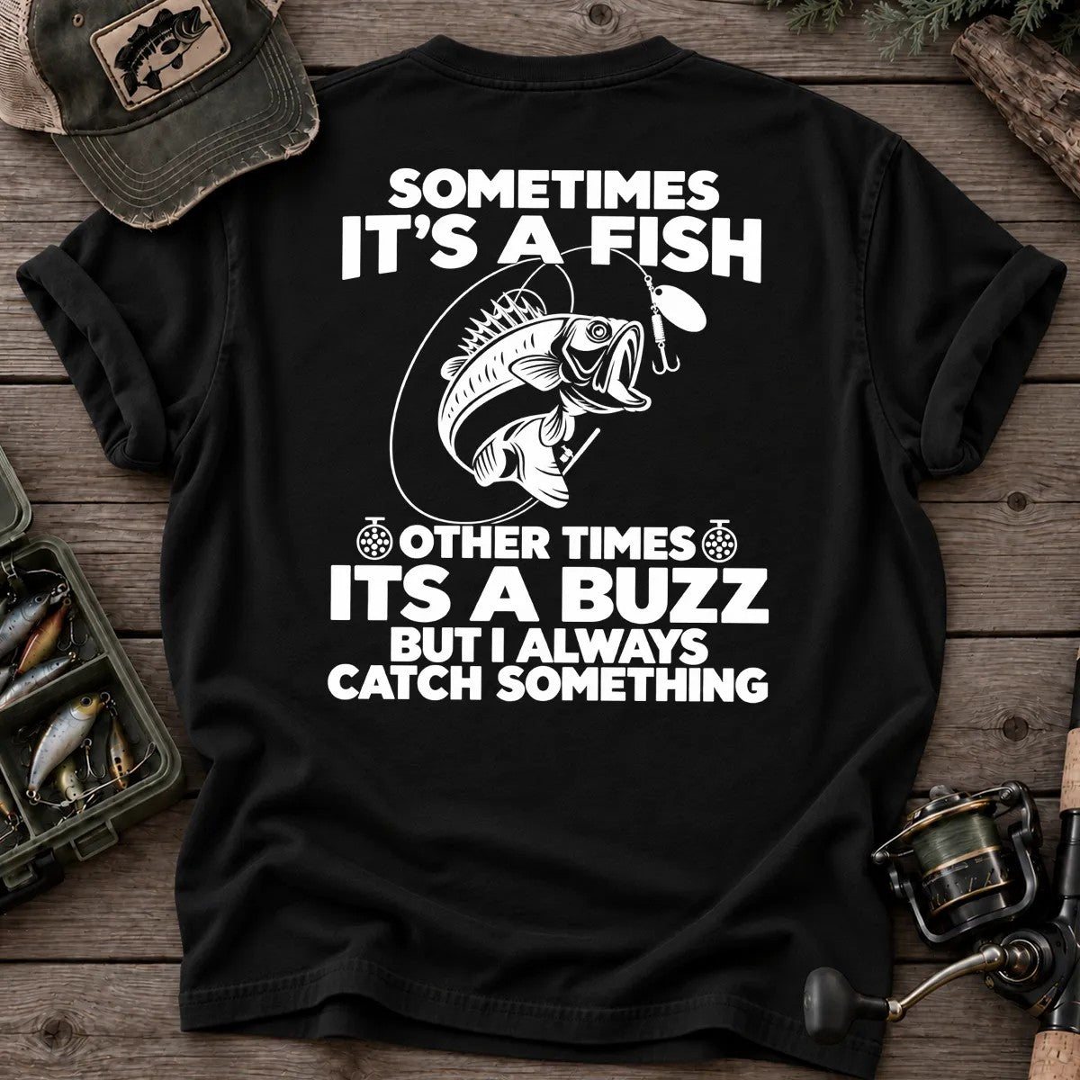 Sometimes It's a Fish, Other Times a Buzz T-Shirt in Black