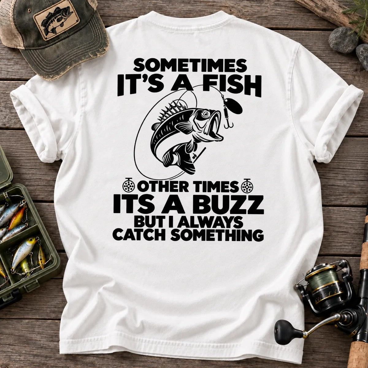 Sometimes It's a Fish, Other Times a Buzz T-Shirt in White