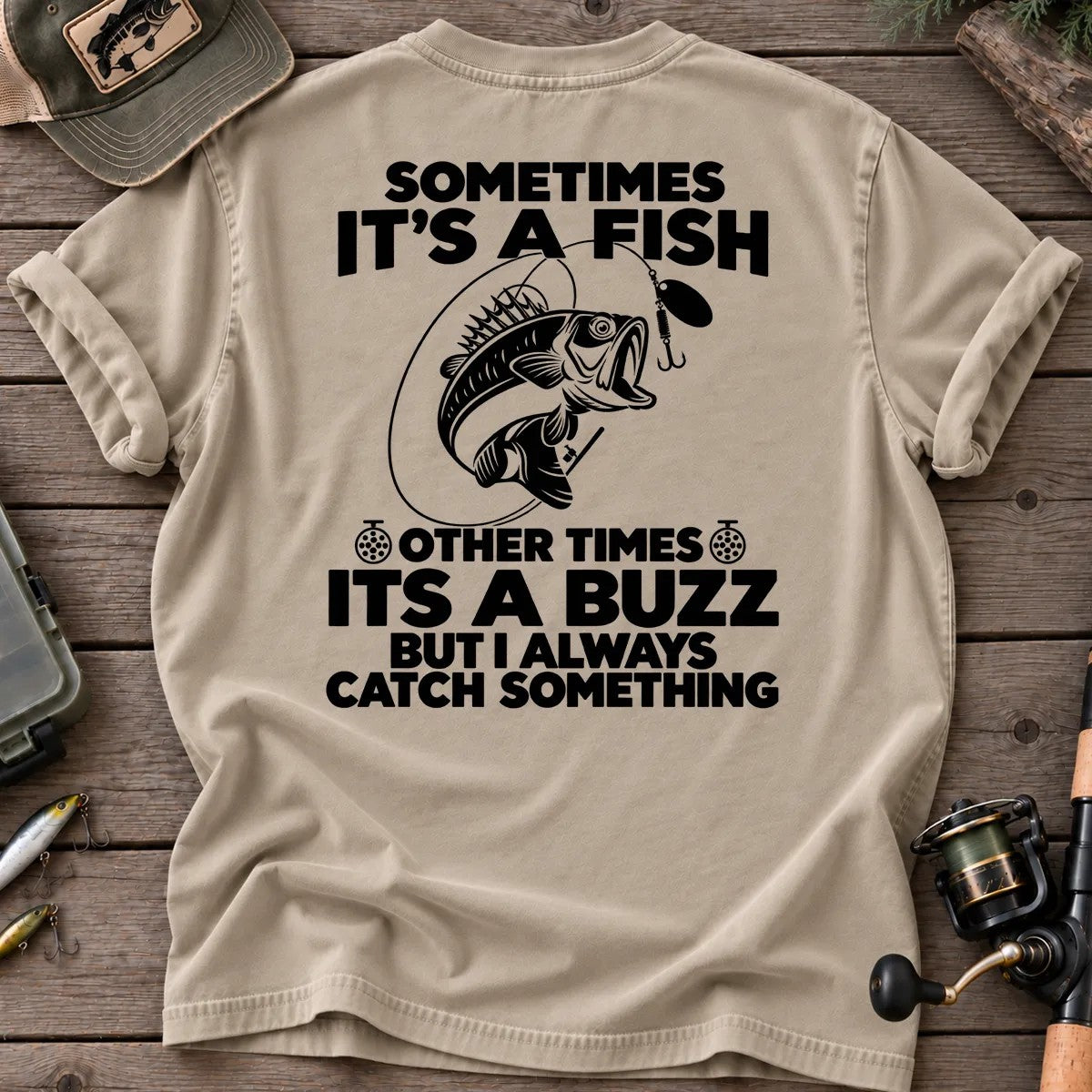 Sometimes It's a Fish, Other Times a Buzz T-Shirt in Sandstone