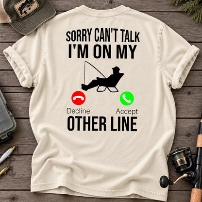 Sorry Can't Talk, I'm on My Other Line Fishing T-Shirt in Ivory
