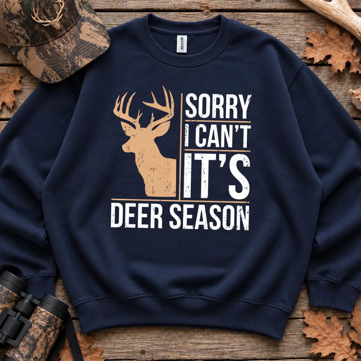 Sorry I Cant Its Deer Season Sweatshirt in Navy