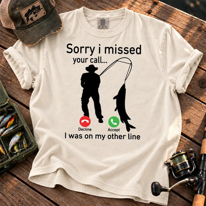 Sorry I Missed Your Call Fishing T-Shirt in Ivory