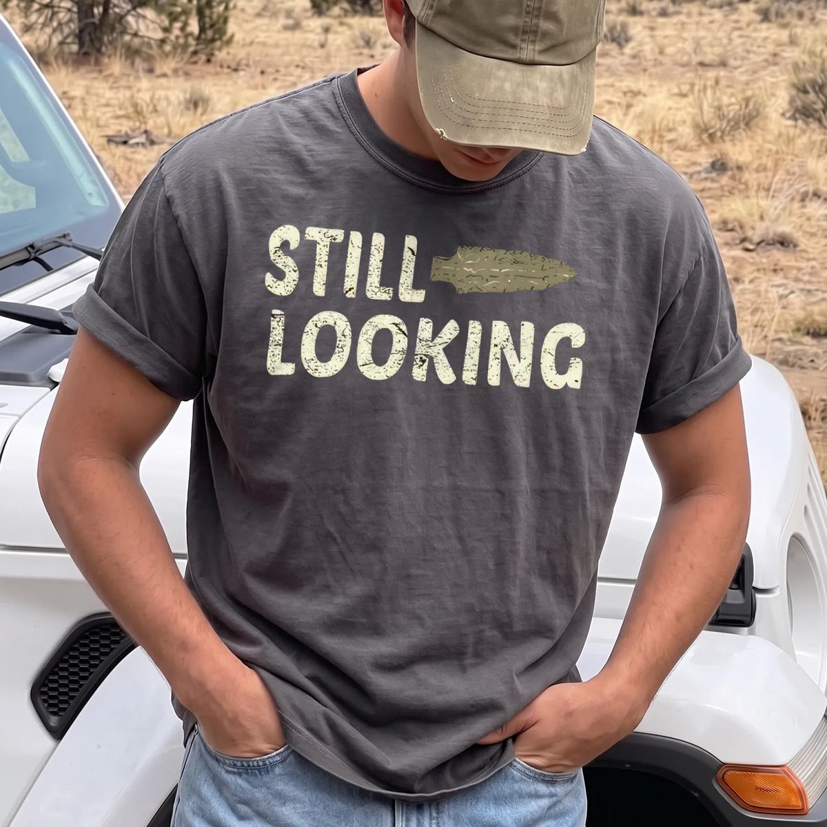 Still Looking Arrowhead T-Shirt Men model in Pepper