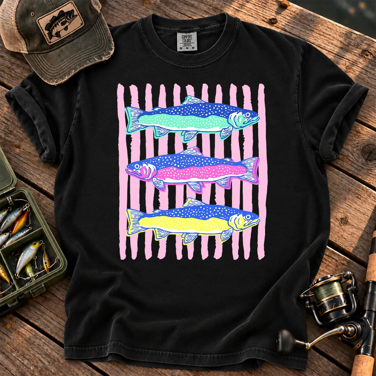 Striped Trout T-Shirt in Black