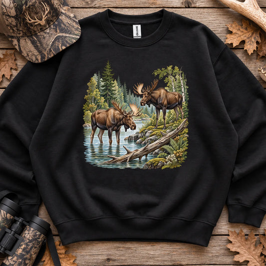 Summer Moose River Sweatshirt in Black