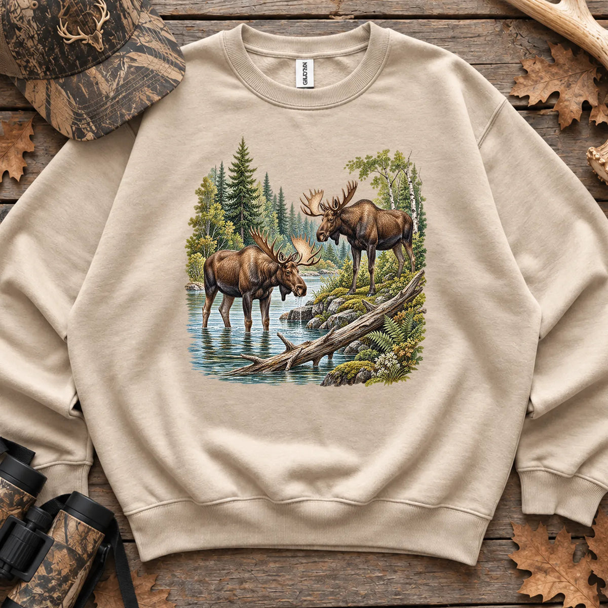 Summer Moose River Sweatshirt in Sand