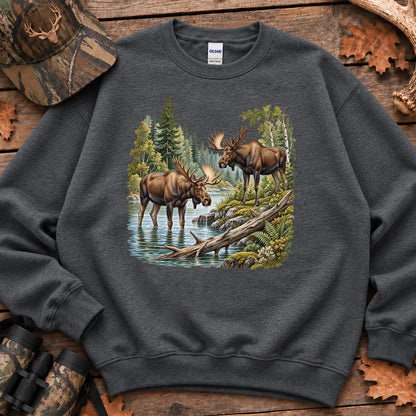 Summer Moose River Sweatshirt in Dark Heather