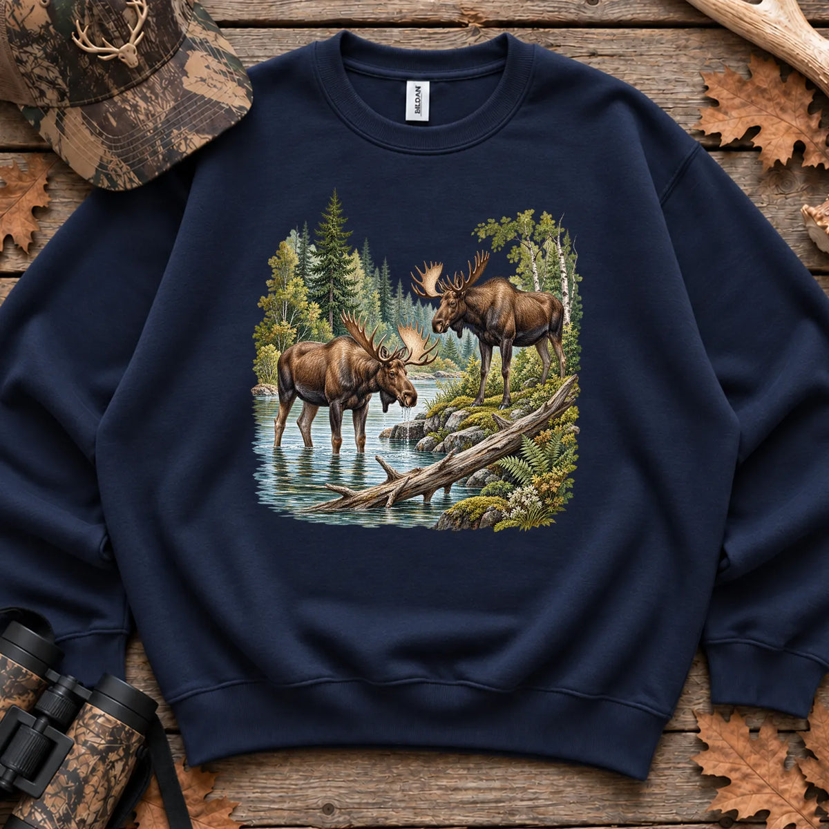Summer Moose River Sweatshirt in Navy