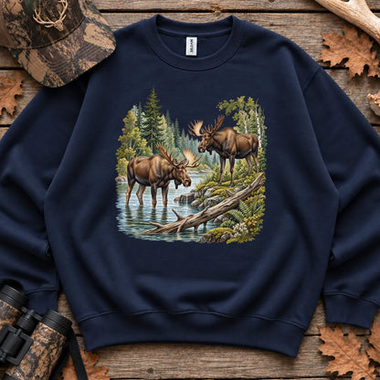 Summer Moose River Sweatshirt in Navy
