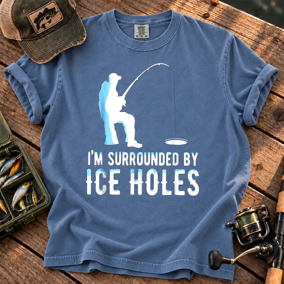 Surrounded by Ice Holes T-Shirt in Blue Jean
