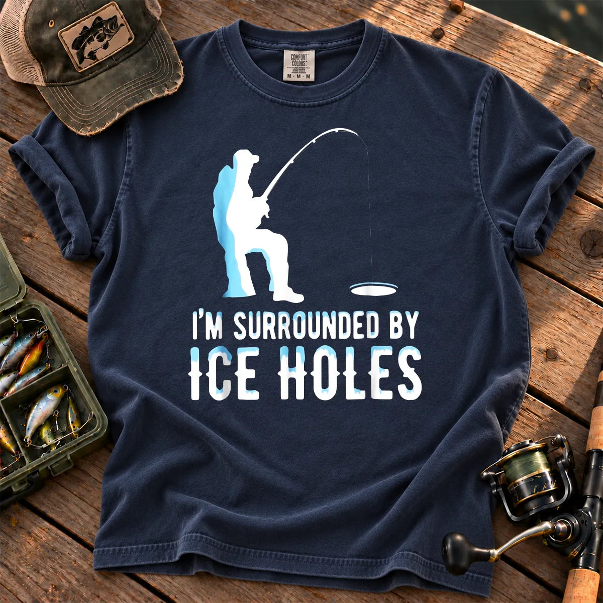 Surrounded by Ice Holes T-Shirt in True Navy