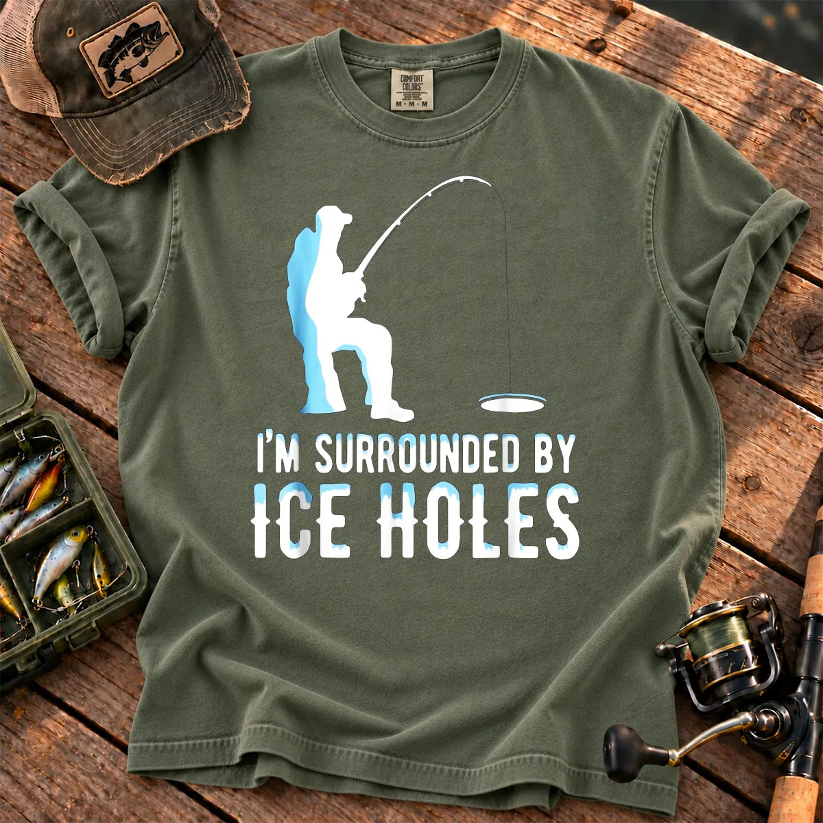 Surrounded by Ice Holes T-Shirt in Moss