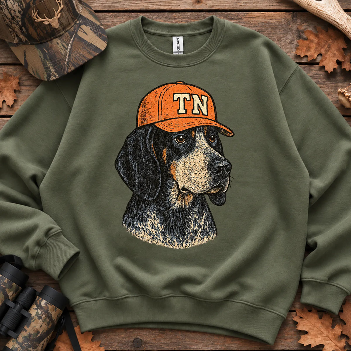 Tennessee Hunting Dog Sweatshirt in Military Green