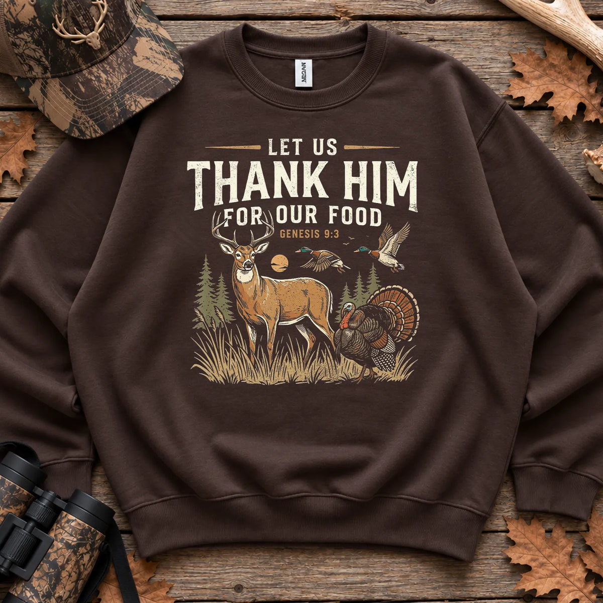 Thank Him for Our Food Sweatshirt in Dark Chocolate