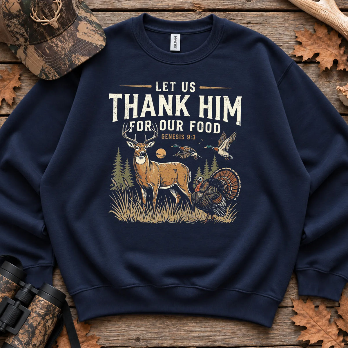 Thank Him for Our Food Sweatshirt in Navy