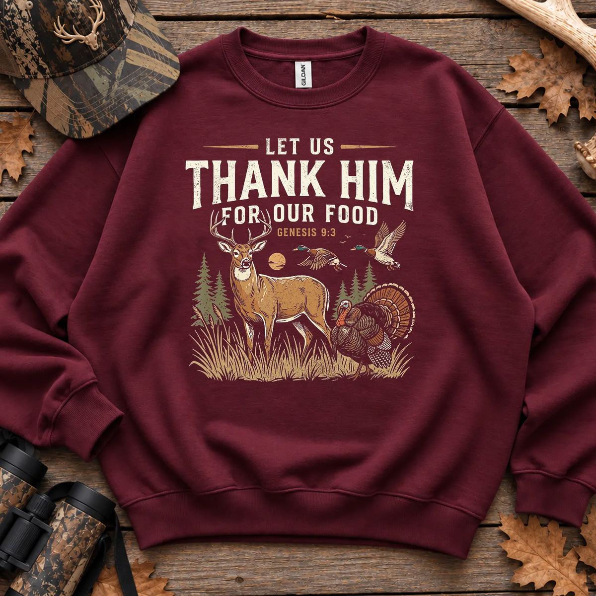 Thank Him for Our Food Sweatshirt in Maroon
