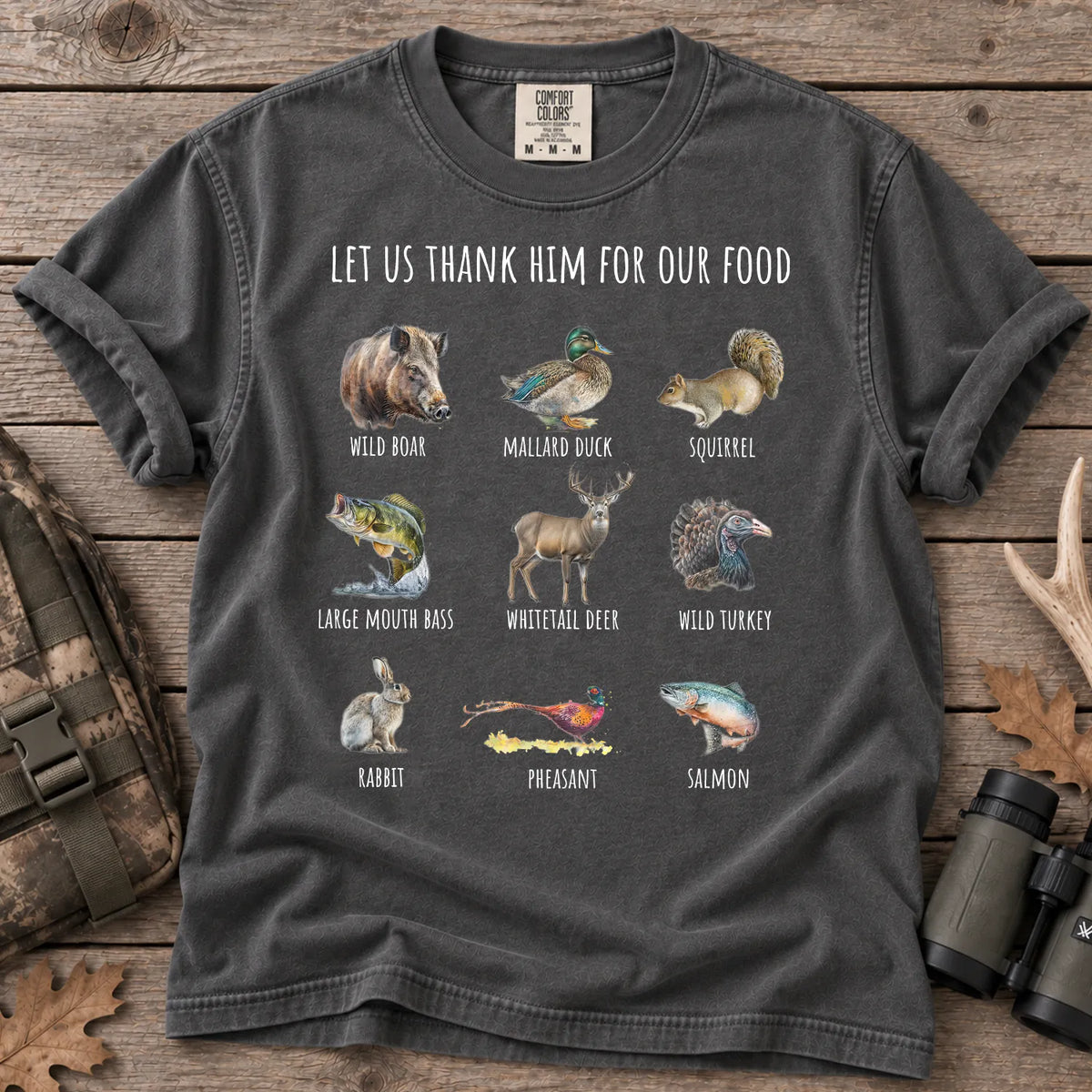 Thank Him for Our Food T-Shirt in Pepper