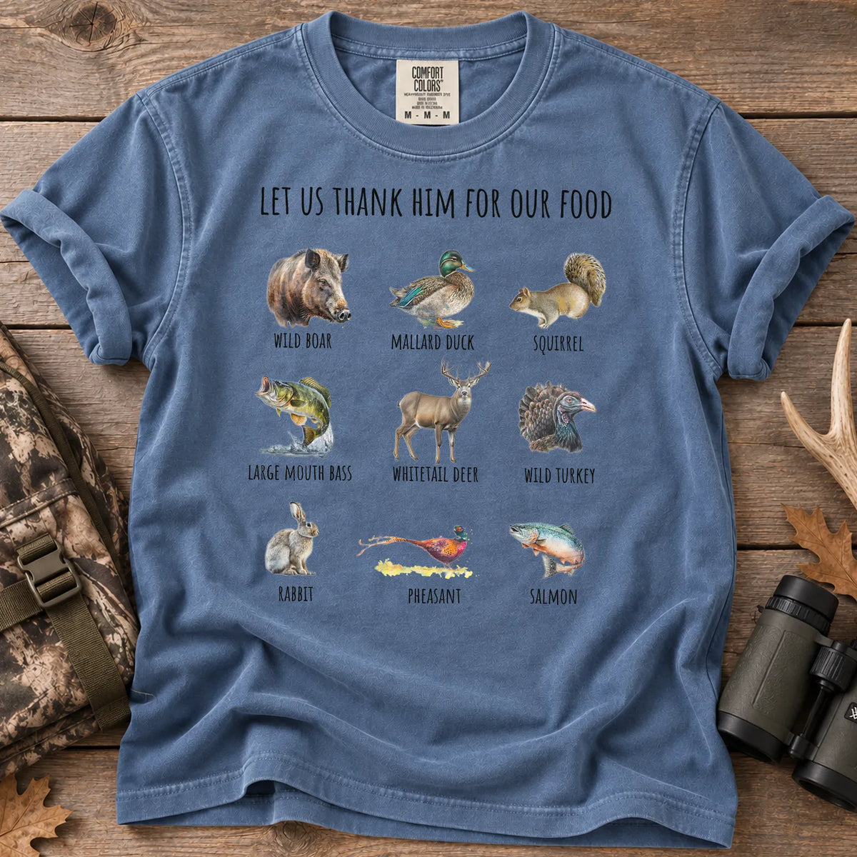 Thank Him for Our Food T-Shirt in Blue Jean