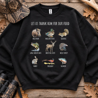 Thank Him Hunting Animals Sweatshirt in Black