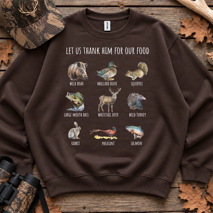 Thank Him Hunting Animals Sweatshirt in Dark Chocolate