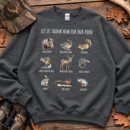 Thank Him Hunting Animals Sweatshirt in Dark Heather