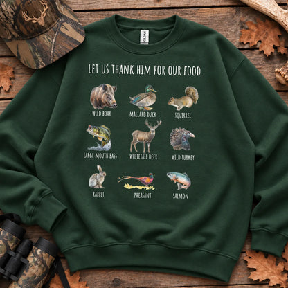 Thank Him Hunting Animals Sweatshirt in Forest Green