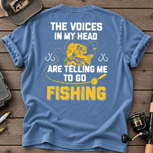 The Fishing Voice in My Head T-Shirt in Blue Jean