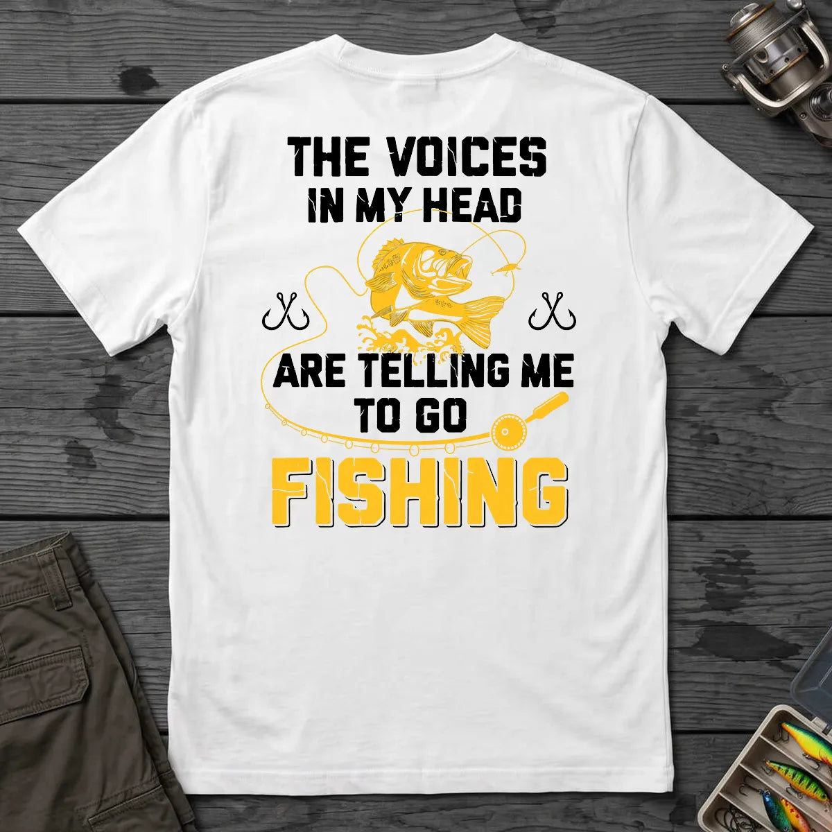The Fishing Voice in My Head T-Shirt in White