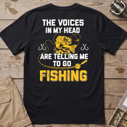 The Fishing Voice in My Head T-Shirt in Black