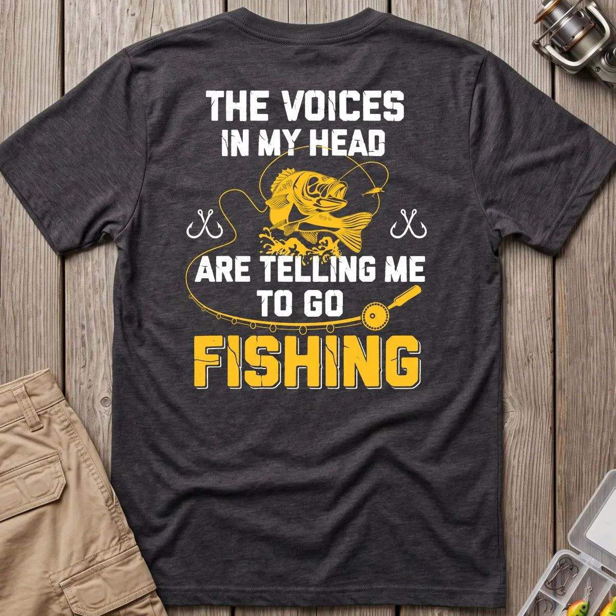 The Fishing Voice in My Head T-Shirt in Dark Heather