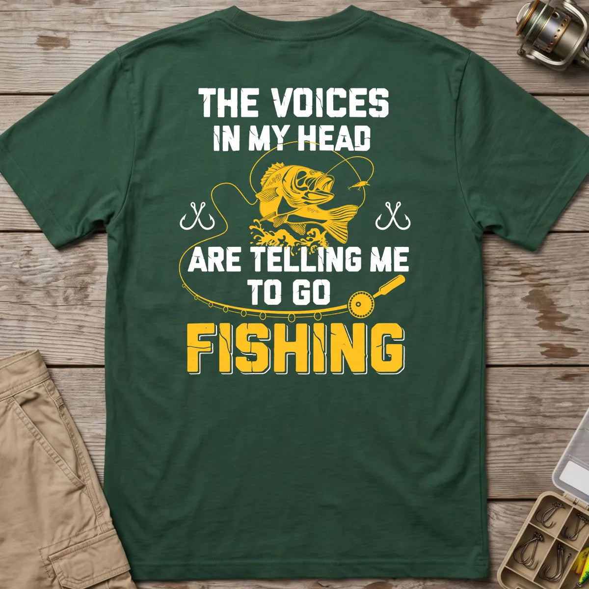 The Fishing Voice in My Head T-Shirt in Forest Green