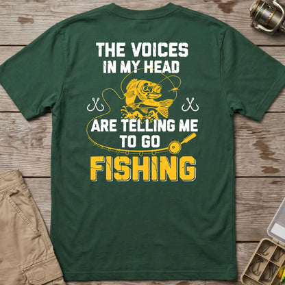 The Fishing Voice in My Head T-Shirt in Forest Green