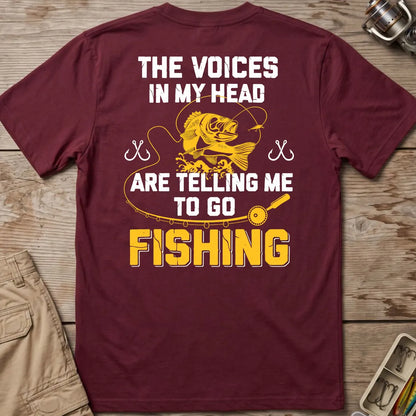 The Fishing Voice in My Head T-Shirt in Maroon