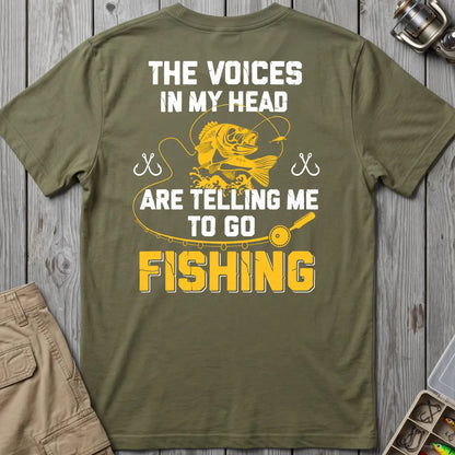 The Fishing Voice in My Head T-Shirt in Military Green