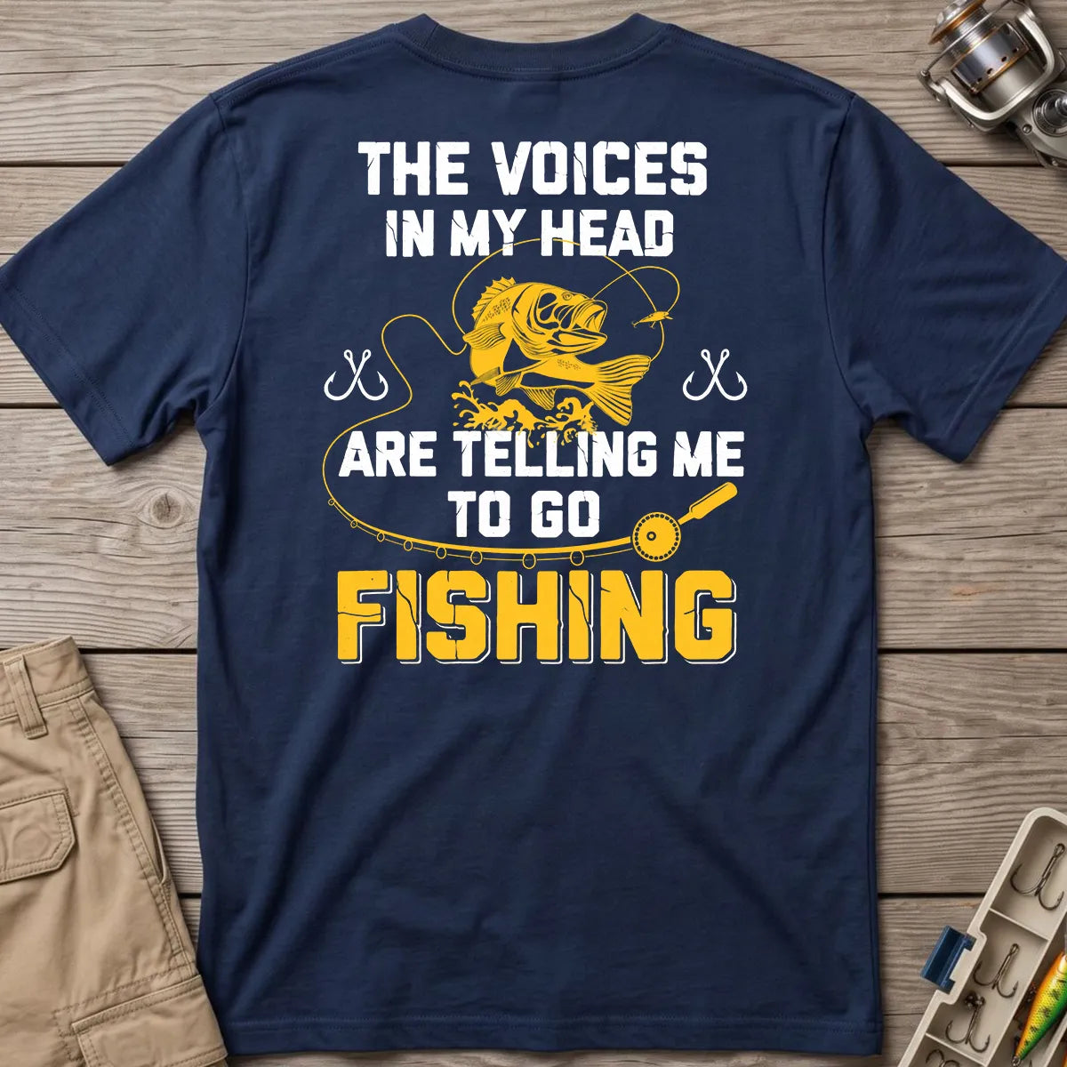 The Fishing Voice in My Head T-Shirt in Navy