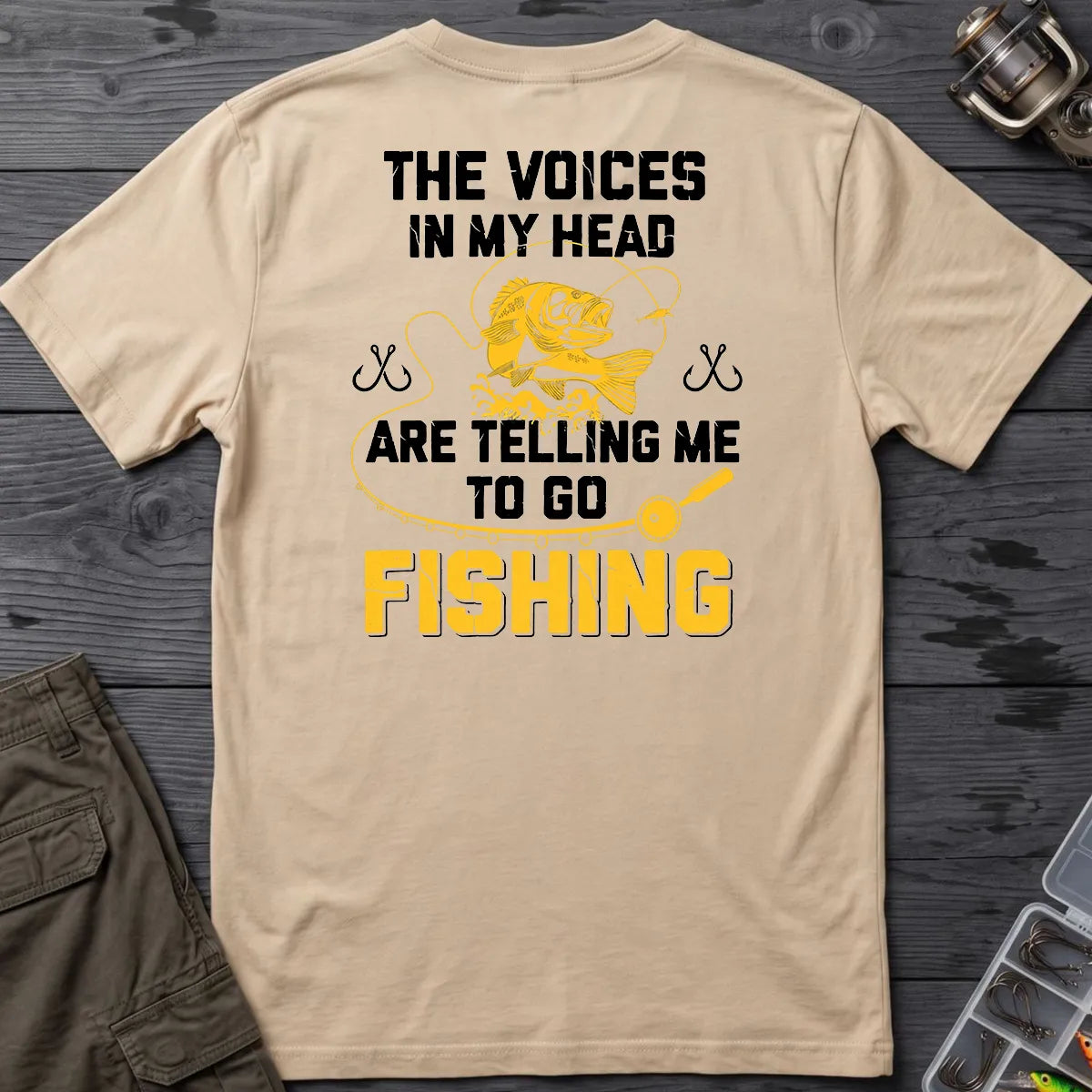 The Fishing Voice in My Head T-Shirt in Sand
